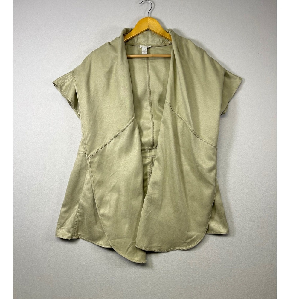 Chic Minimalist Chicos Women 0 XS/S‎ Sage Green Faux Suede Draped Shawl Vest